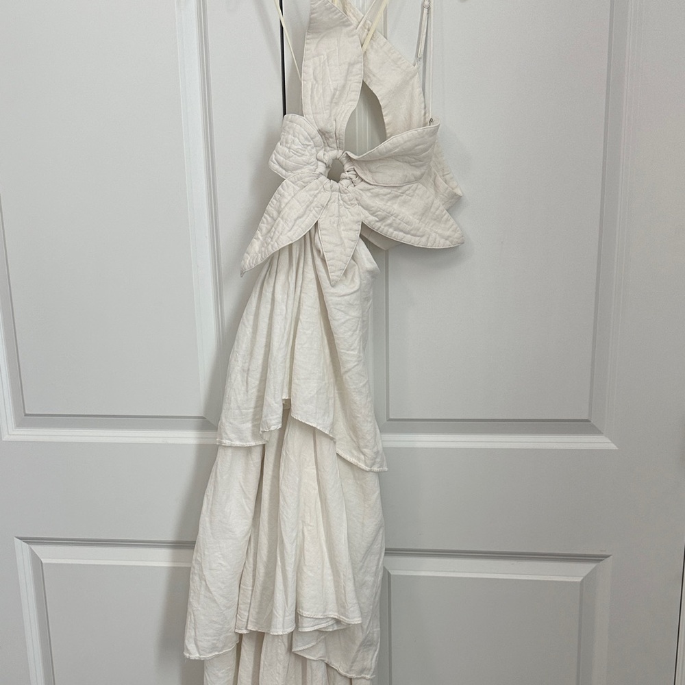The FARM Rio Flower Bodice Tiered Linen Blend Maxi Dress